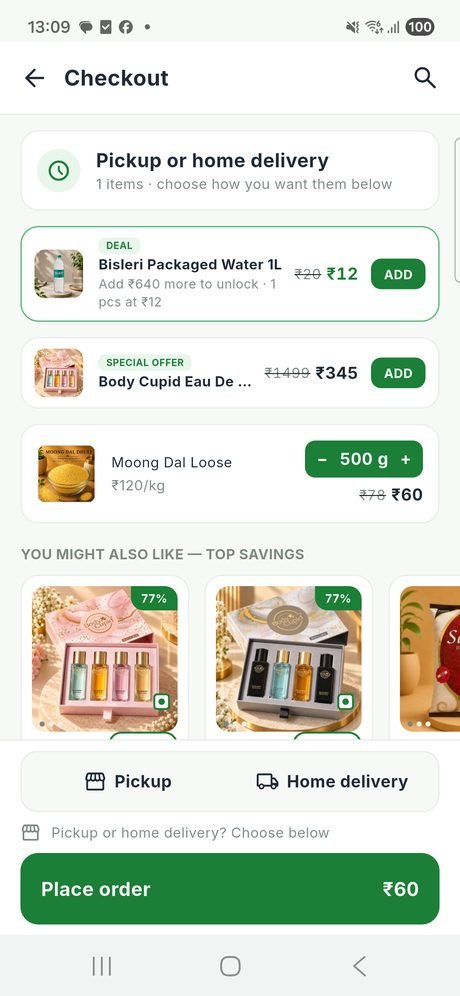 NearQ basket before checkout